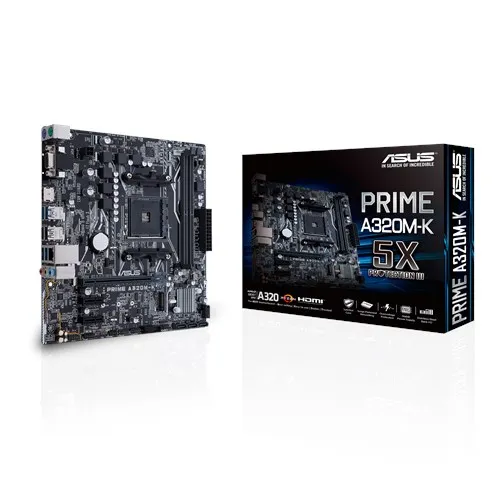 Материнская плата ASUS PRIME A320M-K A320M AMD A320 DDR4 3200 МГц, 32 ГБ/сек. M.2, HDMI, SATA 6 ГБ/сек., USB 3,0 может поддерживать R3 R5 R7 R9 Настольный Процессор