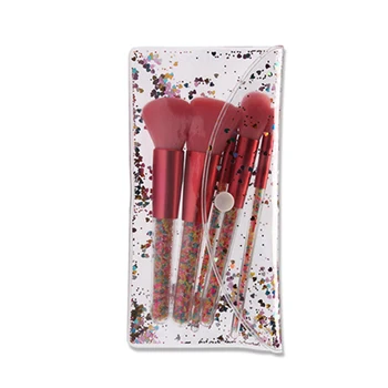 

5pcs Transparent Rod Face Highlighter Portable Blush Glitter Eye Shadow Colorful Beads Loose Powder Makeup Brush Set Foundation