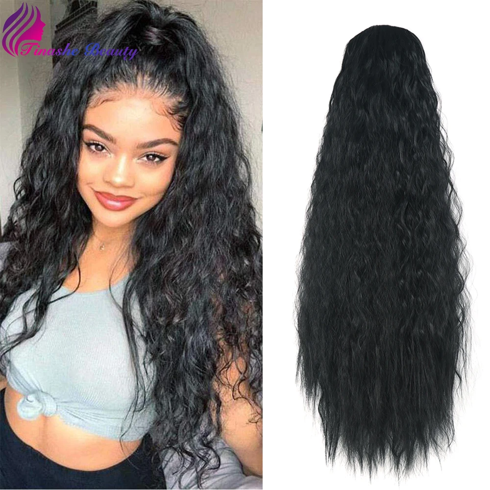 

Tinashe Beauty Corn Wavy Long Drawstring Ponytail Synthetic Hairpiece Clip Hair Extensions Blck Brown Pony Tail Blonde Fack Hair