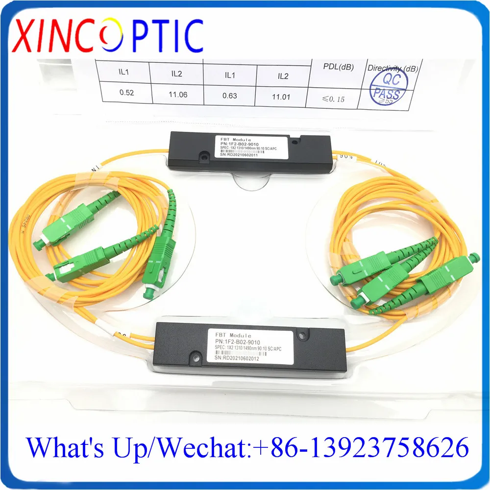 

10/90,1X2 FBT Fiber Coupler,SM,Dual Window,1310/1490,2.0mm,3.0mm,1M,ABS Pacakge:90*20*10,With ST/FC/LC/SC/APCUPC Connector