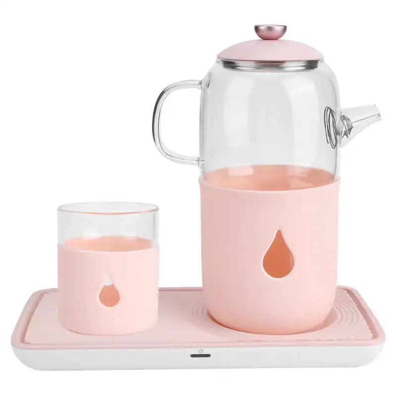 

600ml Cup Warmer Temperature Constant Electric Kettle Glass Teapot Heating Pad Set Coffee Milk Tea Water Mug Warmer