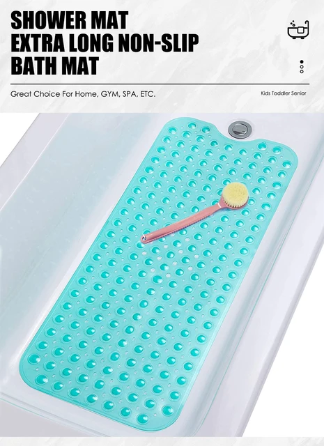  Bath Bliss Alfombrilla ecológica para bañera de ducha, antideslizante, Base de ventosa, Agujeros de drenaje, Seguridad en el  baño para niños y adultos