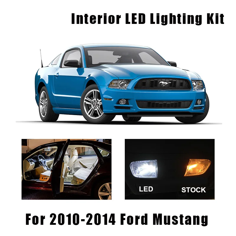 Светодиодный светильник для салона автомобиля 9 ламп белый подходит Ford Mustang 2010 2011
