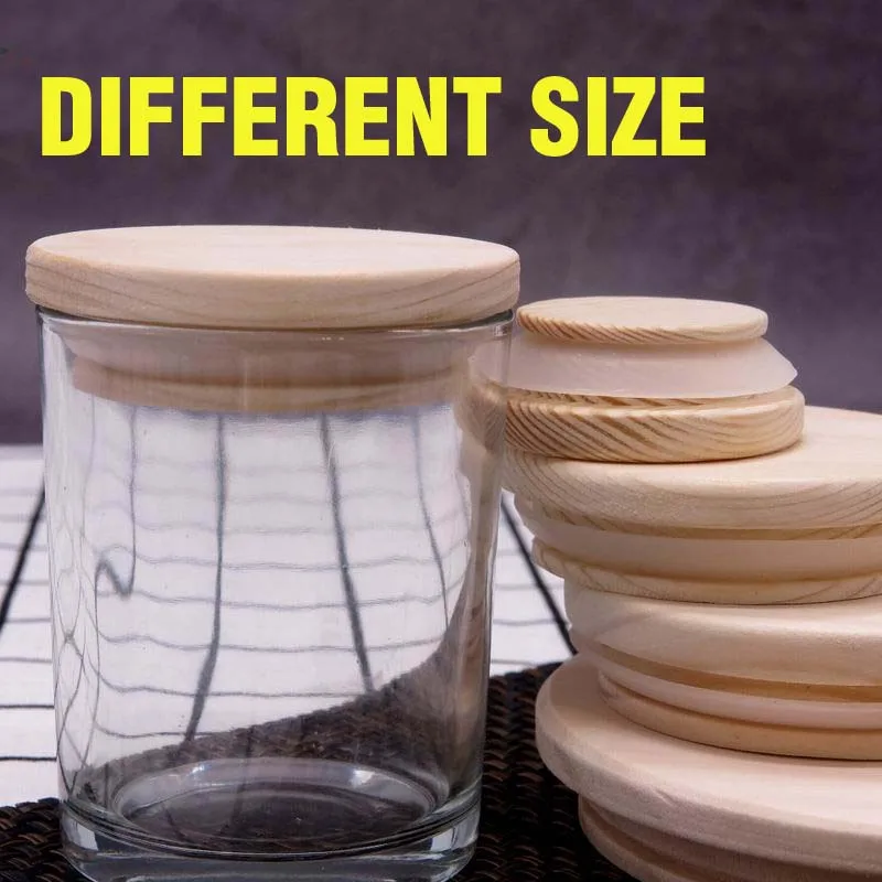 Wooden Sealing Lid 1PC Canister Lid with Silcone Ring Container Cover Glass Natural Wood Material Storage Jar