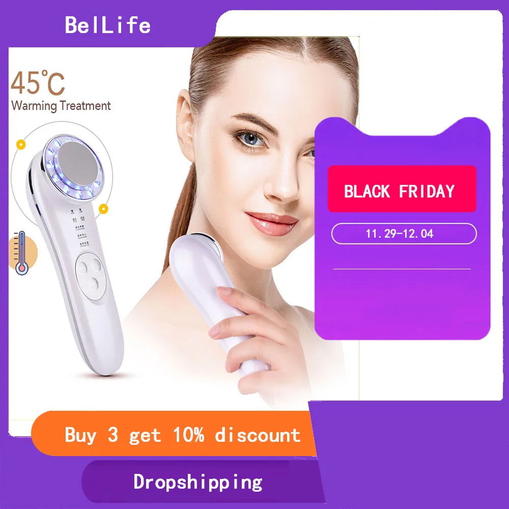 

Ultrasonic Scrubber Face Cleaning Rf Lifting Facial Massager Pore Cleaner EMS LED Photon Ultrasound Wrinkle Acne Therapy Devices