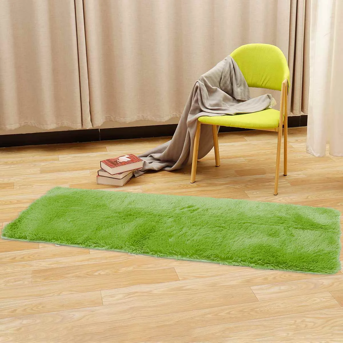 Light Green 60x160cm Thickened Square Floor Mat Cover Anti-skid Shaggy Area Yoga Rug Home Living Room Bedroom Table Carpet Blanket Mat Long - Цвет: Light Green