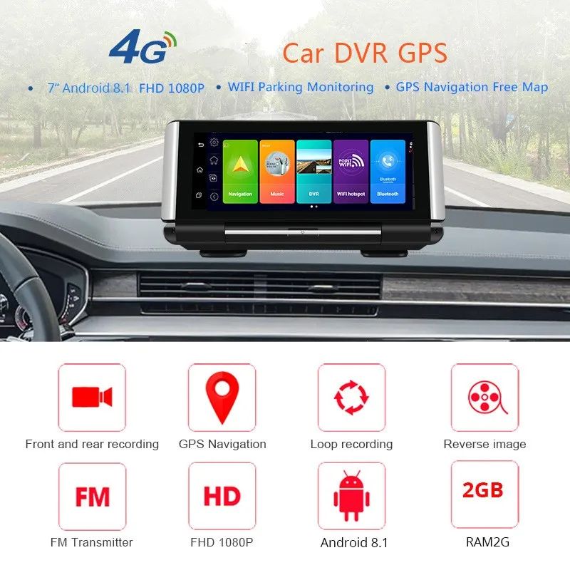 購入公式店 Navicar 車 のdvrビデオレコーダー 7インチ 1080p 4gダッシュボードカメラ デュアルレンズ ダッシュカメラ バックミラー ビデオ監視 Gps Dvr 貿易保証 Kingscages Com