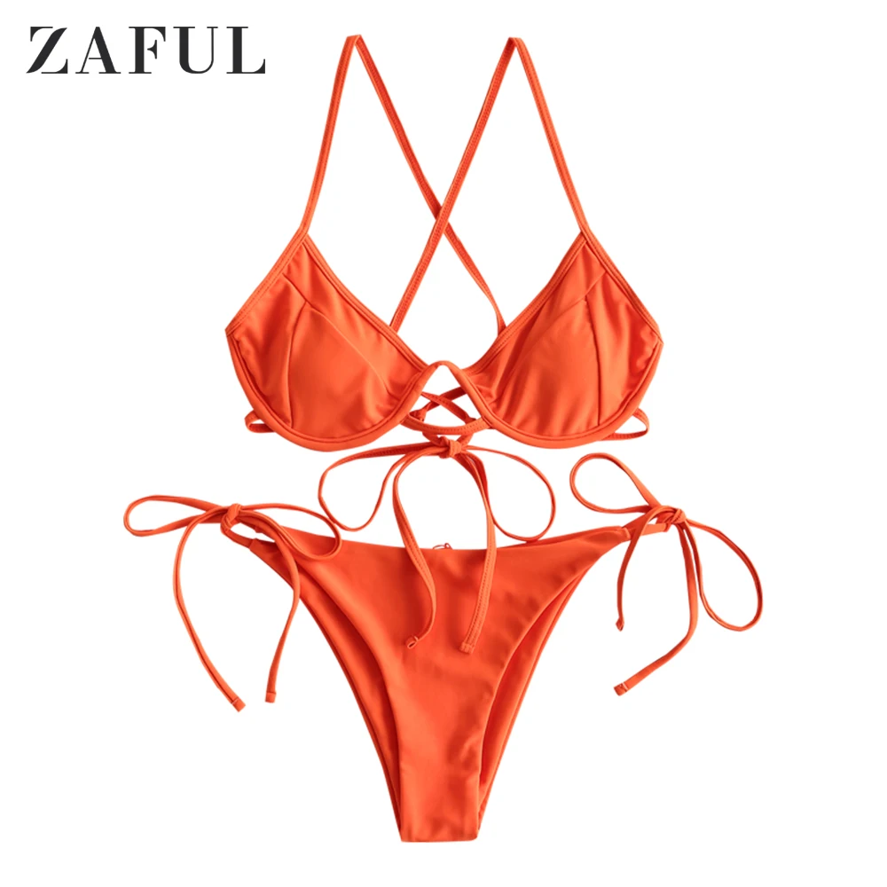 

ZAFUL Underwire Criss Cross Tie Side Bikini Swimwear