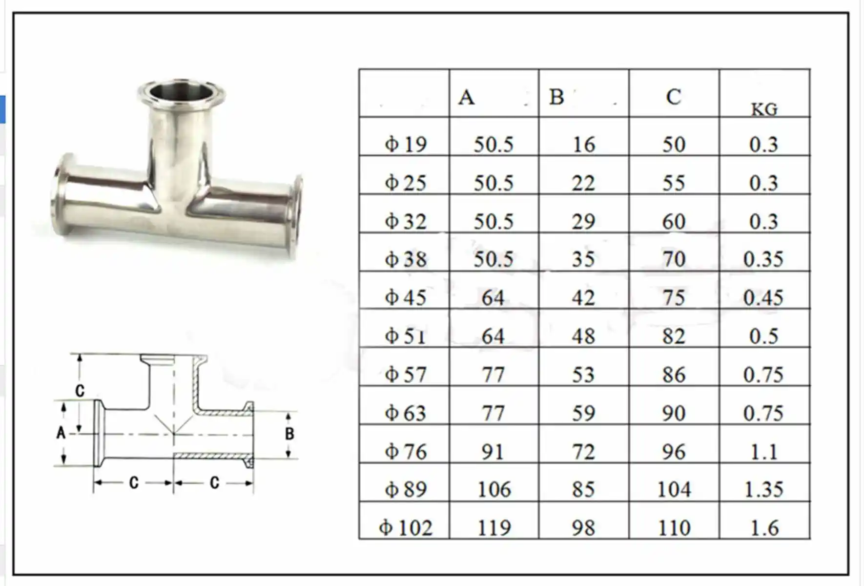 Fit Tube O.D 12.7/19/25/32/38mm 0.5