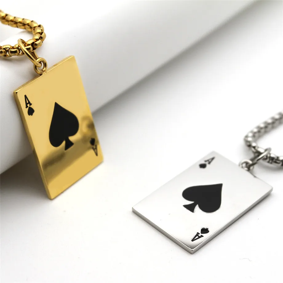 Lucky Ace Of Spades Мужская подвеска в виде игральных карт и покера ожерелье