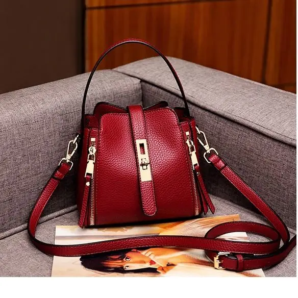 

Women's 2019 Small Bag New Women's Bag Korean Fashion Leather Bucket Bag Women's Hand-held Single Shoulder Messenger Bag