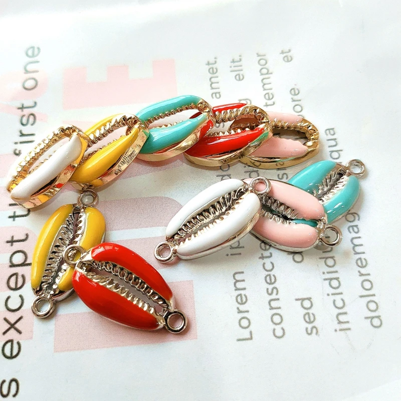 

Mini Shark tooth dripping oil alloy k gold white k diy accessories Earring Accessories pendant earings fashion jewelry 6pcs