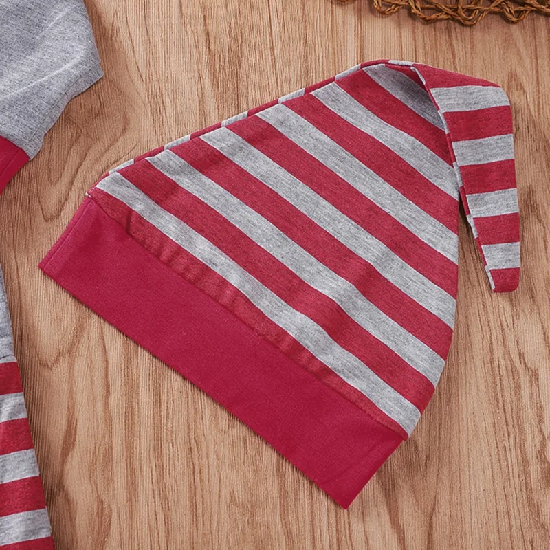 Комбинезон с длинными рукавами и шапкой; комплект из 2 предметов для маленьких мальчиков и девочек; милый Рождественский шарф в полоску; комбинезон с капюшоном; y
