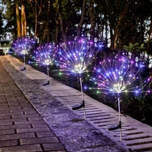 Guirlande lumineuse solaire à 200 ou 150/120 LED, éclairage d'extérieur en forme de Globe, de pissenlit, feu d'artifice, luminaire de paysage, idéal pour un jardin, une pelouse ou des vacances 