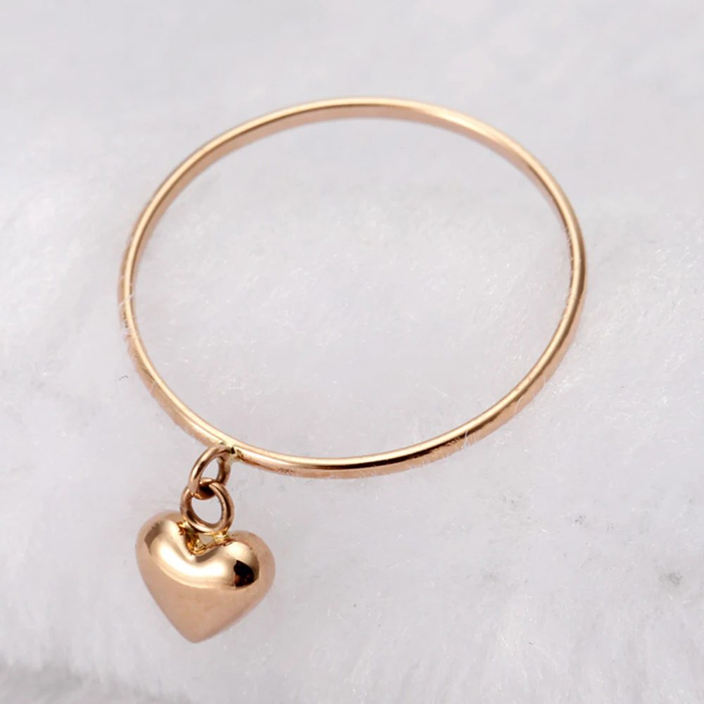 

Authentic 18K Rose Gold Ring Heart Shaped Smooth Circle Ring For Woman / Au750