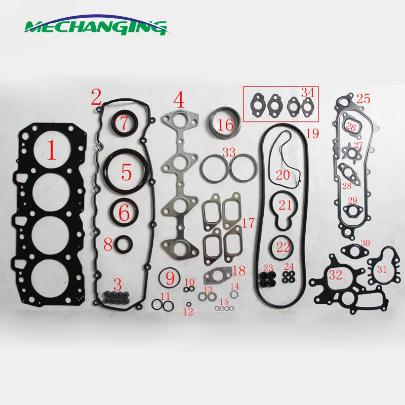 1KZ 1KZTE 1KZ-TE For TOYOTA LAND CRUISER HILUX 4RUNNER Enging Rebuilding Kits Full Set Engine Gasket 04111-67020 51010600