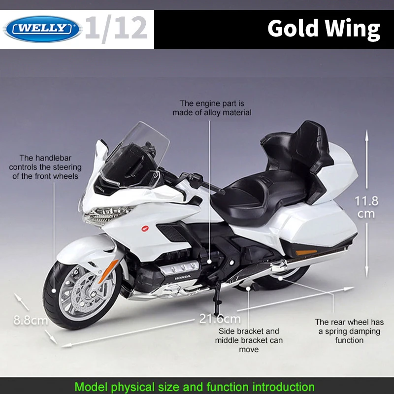 Welly 1//12 For Honda GOLD WING 2020 Metal Diecast Model Motorcycle Car Toys Gift