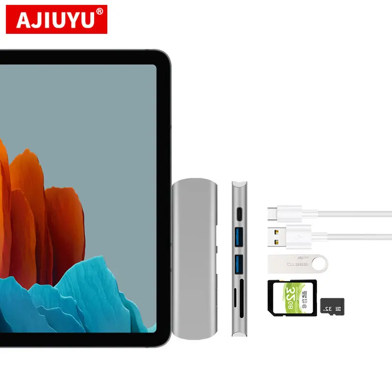 Ajiuyu usb c hub para samsung galaxy tab s7 11 "s7 mais fe 12.4" tablet