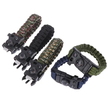 

Men Bracelet Woven Rope Multifunctional Umbrella rope Military Survival Bracelet For Men Outdoor Camping Emergency Whistle Tools
