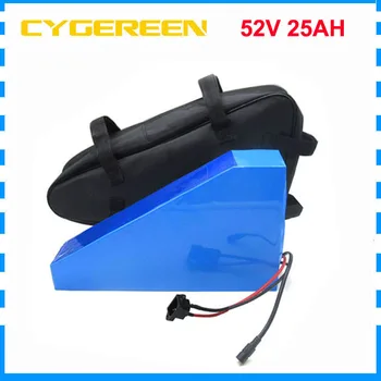 

2000W 52V Triangle lithium battery 51.8V 25AH Li-ion Electric bike battery with 50A BMS 5A Charger free bag Free customs fee
