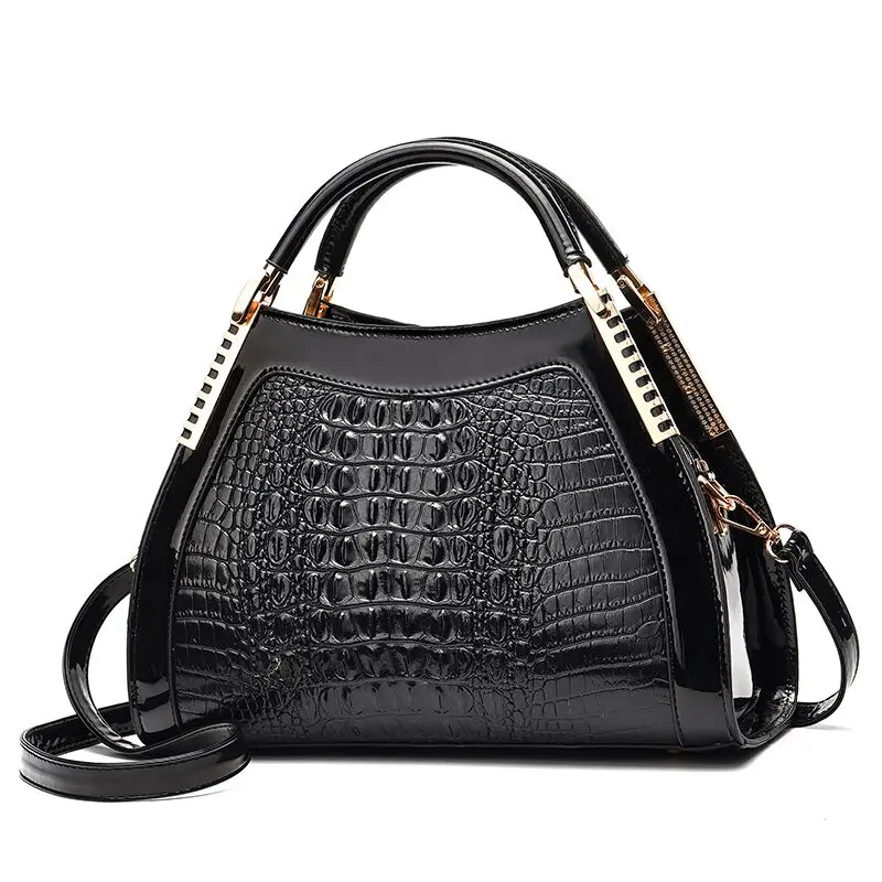 Gykaeo New Luxury Handbags Women Bags Designer Fashion Crocodile Pattern Shoulder Bag Ladies Party Messenger Bags Bolsa Feminina - Color: Black Two