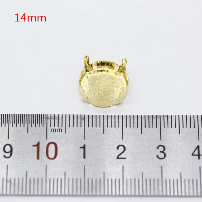 30p All shape&size Empty Base Setting Gold plated Blank Claw For Holder jewels stones Stitch On Sew On Crystal Glass Rhinestones - Цвет: 14mm round