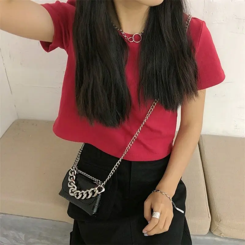 Crossbody Bags Women Chain Small Bag Purses Phone Fashion Vintage Females Handbags PU Leisure Shopping Chic High Street Ulzzang image_2