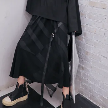 

ZCSMLL 2020 Spring Street Style High Waist Fringed A-line Skirt Mesh Lace-Up Design Black Fashionable Midi Skirt TM1040BA