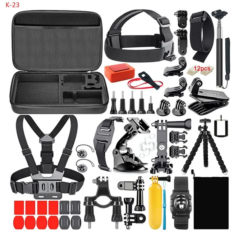 50 pcs Для GoPro аксессуары набор для GoPro Hero 7 6 5 4 3 комплект селфи палка для Eken H8r для xiaomi для Yi EVA чехол - Цвет: 50 pcs