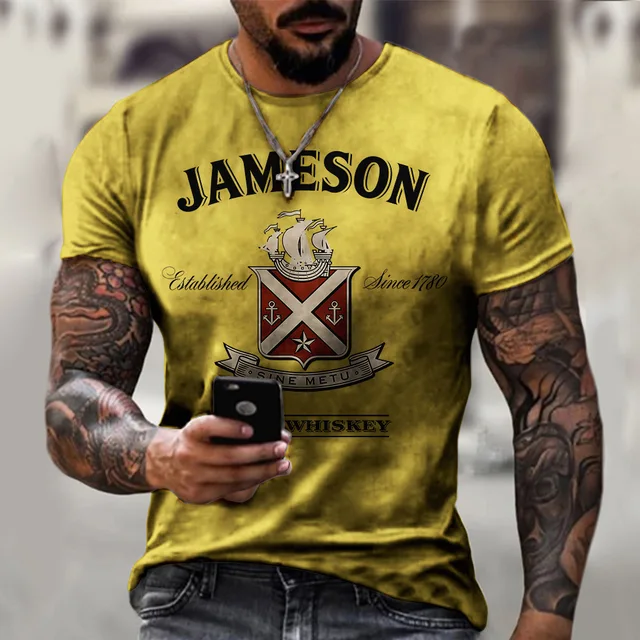 American Oversized T-shirt 3d Printing Men's Retro Summer New Style Street Short-sleeved Clothes Fashion Street Loose Top S-6xl 3