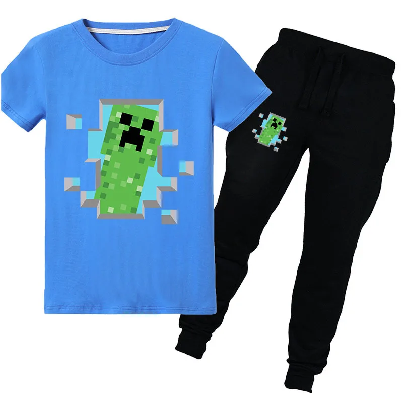 

Cross-border e-commerce eBay explosion models Dan TDM Stampy Cat T-shirt children's suit Minecrafted Children's trousersEDEDED