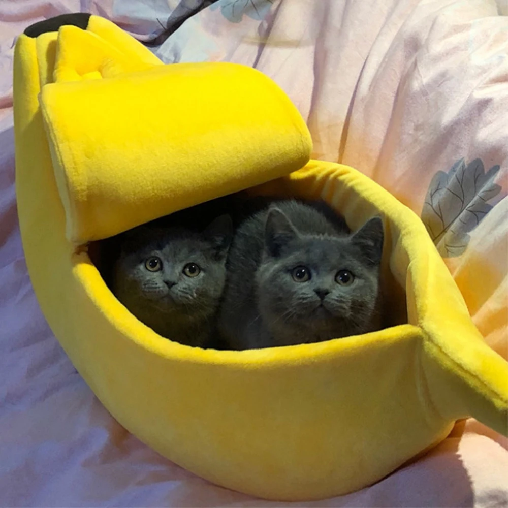 Cat Bed House Soft Banana Cave Winter Warm Pet for Cats Deep Sleep Mat Dog Kennel Cushion Small Puppy | Дом и сад