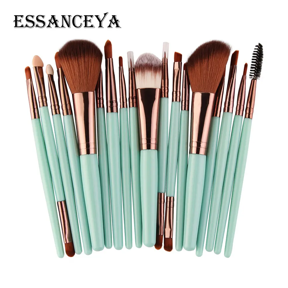 18PCS-LK ESSANCEYA 6-18 шт. набор кистей для макияжа, Тональная основа, пудра, румяна, тени для век, подводка для глаз, губ, косметический набор кистей для макияжа, инструменты - Handle Color: 18PCS-LK