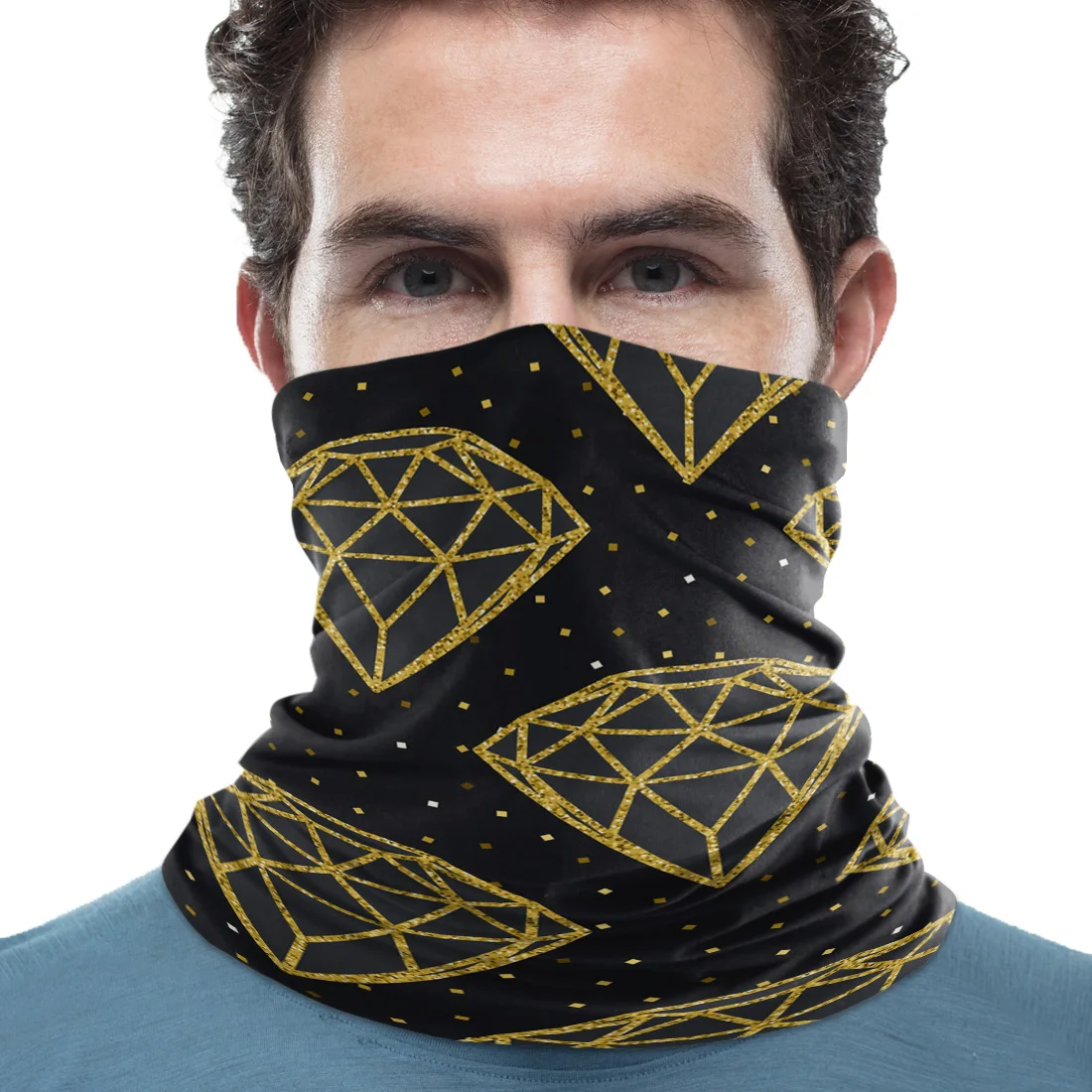 Diamond Triangle Dot Golden Yellow Mens Ladies Rectangular Scarf Winter Custom Neck Gaiter Magic | Аксессуары для одежды