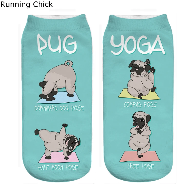 Носки с принтом мопса йоги позы Новые оптовые прямые поставки|Носки| |