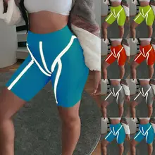 Женские Светоотражающие полосатые шорты для йоги, спортзала, велоспорта, байкера, спорта, бега, обтягивающие шорты, брюки