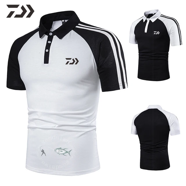 US $14.06 Daiwa Clothing T-shirt Men Short Sleeve Fishing Shirt Polo Shirt Summer Striped Top Men Quick Dry B