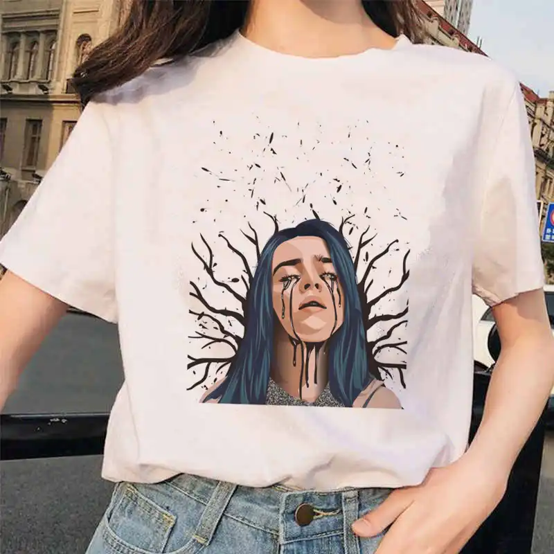 Billie Eilish футболка ulzzang Женская Хип хоп женская одежда забавная harajuku Летняя