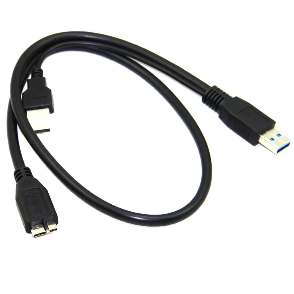 0.6m/1m Dual USB 3.0 A Male to Micro B Y Black Power Data Cable Mobile Hard Disk 2-connector Y-design | Электроника