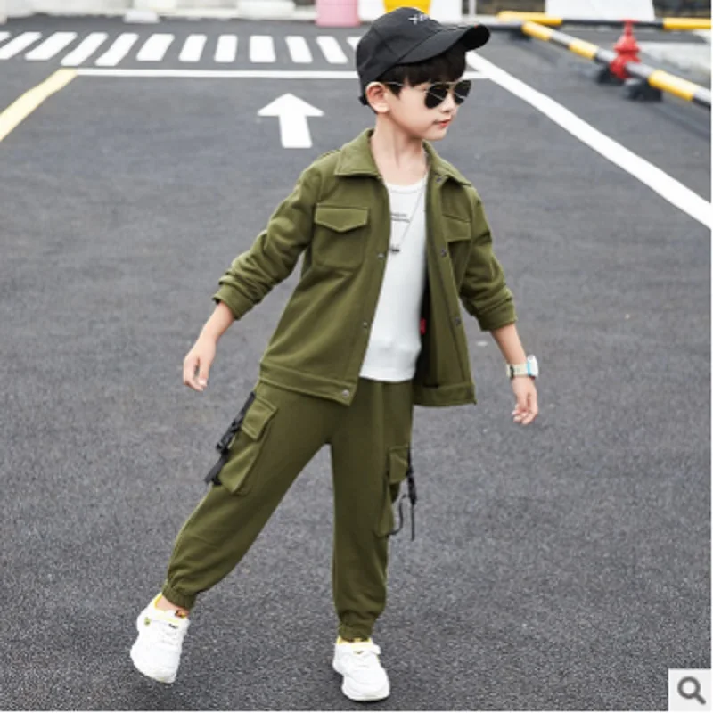 

Boys Jacket Clothing Set 2019 New Spring/Autumn Kids Clothes Sets Children Suits 2 Piece 2 Print Jacket Colors Size4-14 ly283
