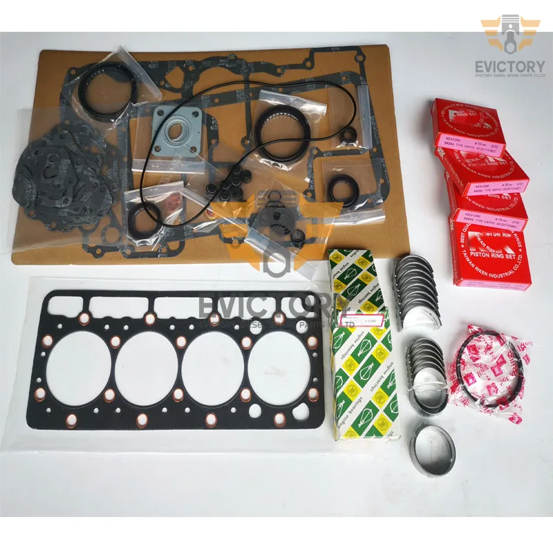 

For Kubota V1200 overhaul gasket kit complete +bearing set + piston ring set