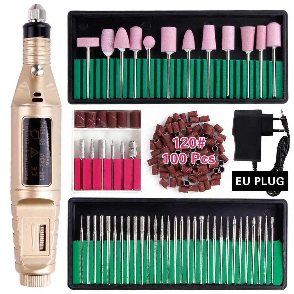 Set G EU Plug Маникюрный станок, токарный станок для маникюра и педикюра, дрель для ногтей, крепкий полировщик ногтей, профессиональный электрический инструмент для маникюра - Цвет: Set G EU Plug