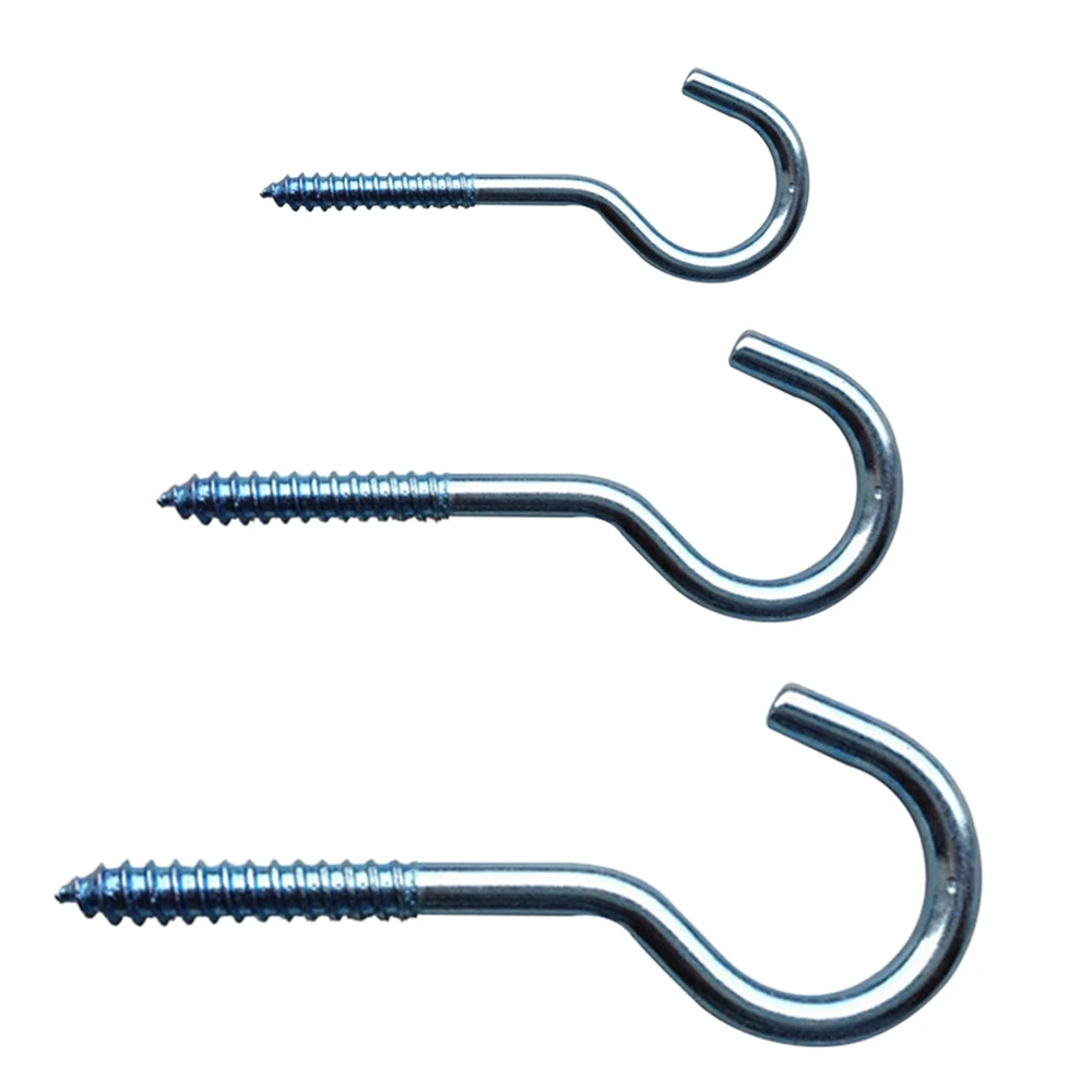 New 90Pcs Sheep Eye Hooks Question Mark Hook Metal Screw Threaded Peg 6 8 10 Sizes For DIY Arts,Crafts Leathercraft Accessories