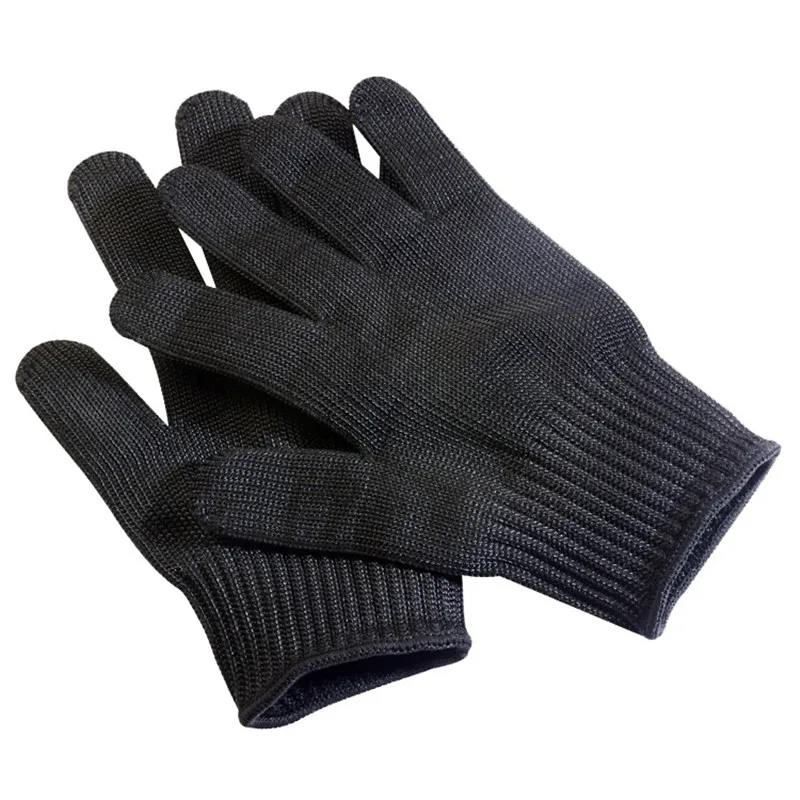 Anti Cut Gloves Protective Gloves Safety Gloves Black Level 5 Anti-cut Glove Safety Cut Proof Stab Resistant Wire Metal Work Gloves Garden Kitchen Household Safety Gloves