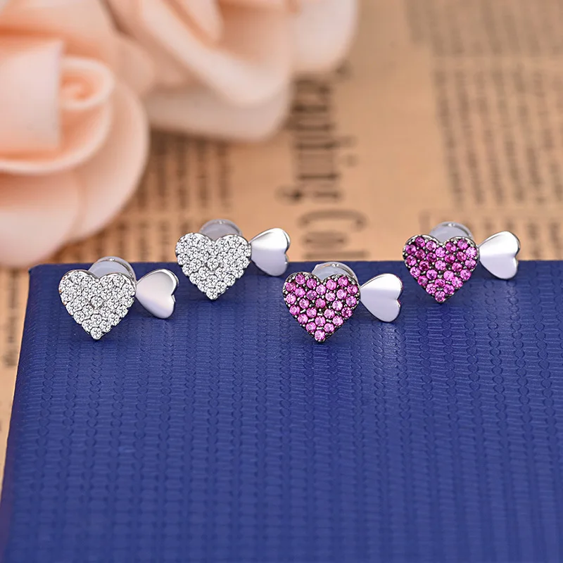 

New love ear studs with crystal diamonds fashionable simple fashionable temperament women's wholesale
