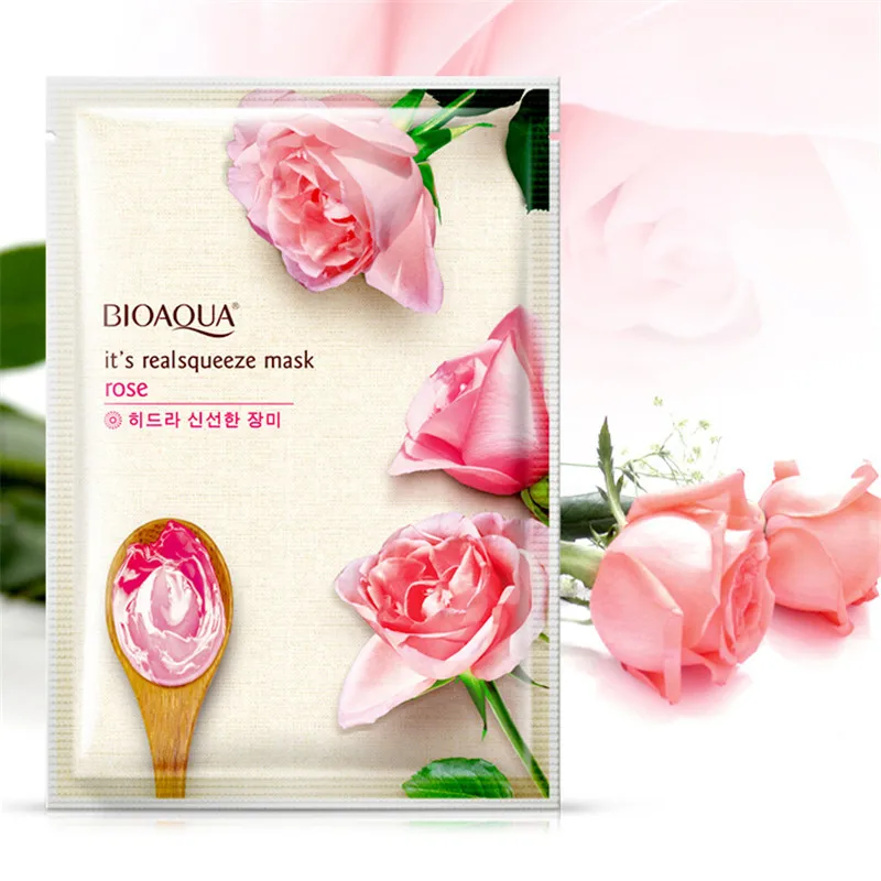 

BIOAQUA Rose Facial Mask Smooth Moisturizing Face Mask Oil Control Hydrating Nourishing Shrink Pores Peel Mask Skin Care 1pcs