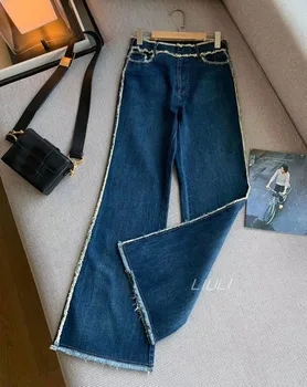 

Coloured Glaze Light Luxurious 20 Wash Water In Summer Flash Pure Cotton Jeans Navy Blue Tiny Horn Longuette Joker