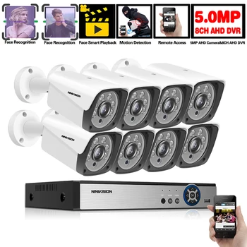 

H.265 8CH 5MP 6 in 1 AHD DVR Security Camera System indoor Outdoor IR-CUT CCTV Video Surveillance Video Recorder Kit Face Record