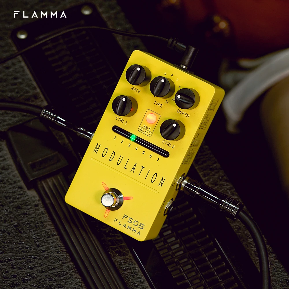 Pedal de Modulação Estéreo de Efeitos de Guitarra Digital com 11 Efeitos de Modulação e 7 Digital Flamma Pedal Espaços Pré-ajustados True Bypass Fs05 - Image 6