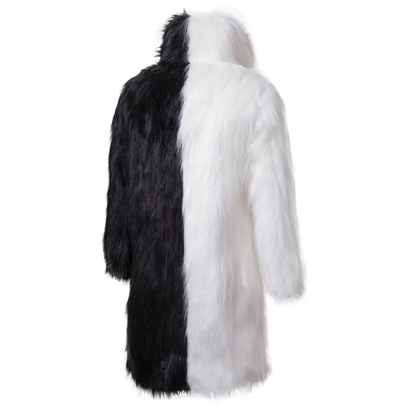2019New Autumn Winter Hollow Men Fashion Personality Hip-hop Imitation Fur Long Coat Slim Fit Male Overcoat Woolen Cloth Coat